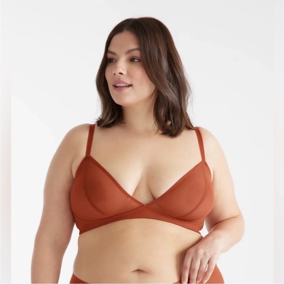 Knix v Ashley Graham mesh Deep V Bra size XXL 40B 40C orange rust - Picture 2 of 7